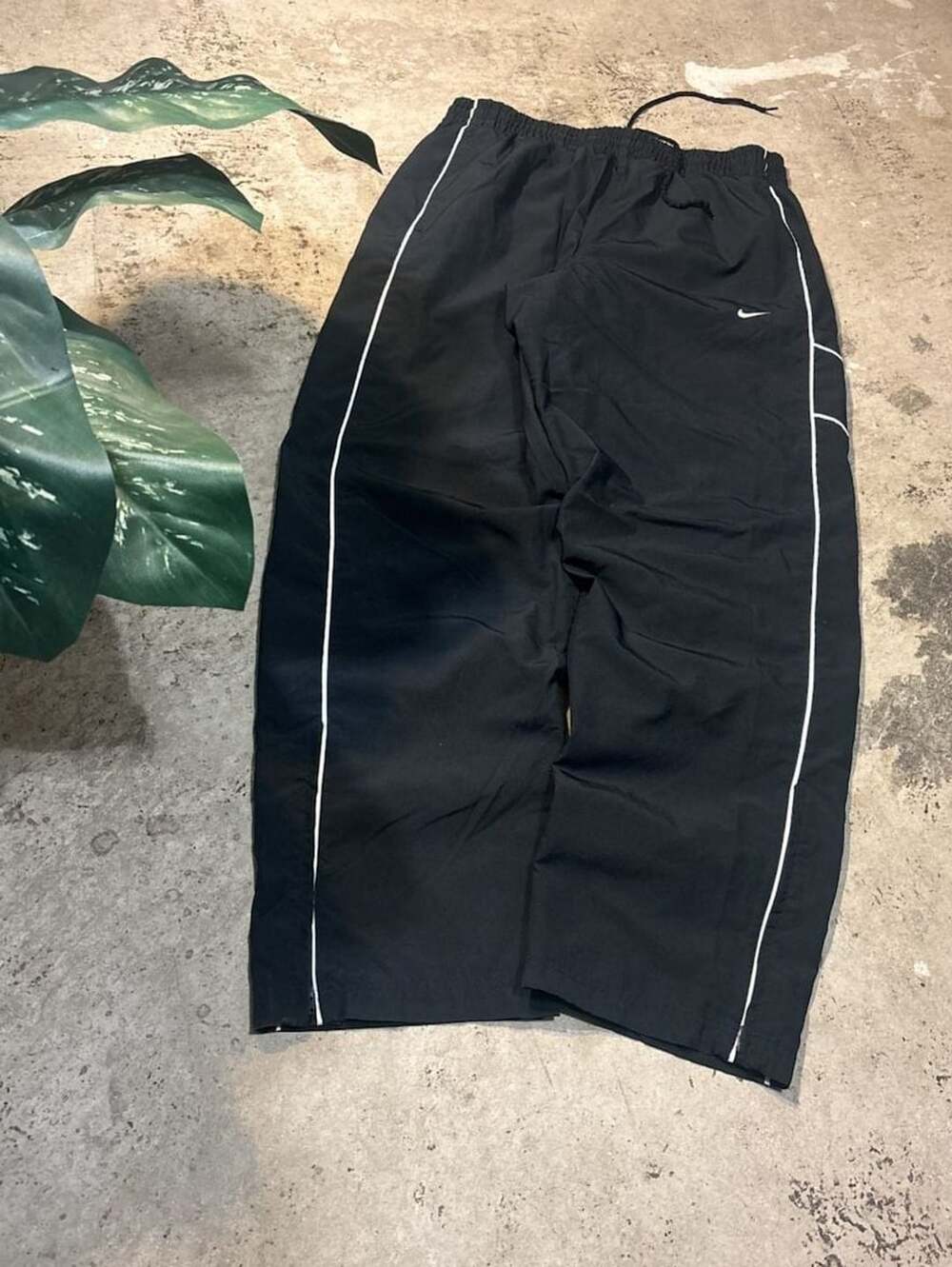 Nike Athletic Dept Track Pants XL Black White Piping Nylon